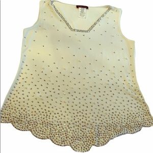 S. Levine Top with Silver and Pearl Embellishments